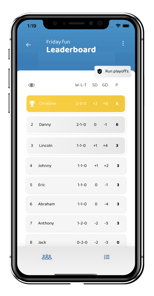 Round Robin app Leaderboard
